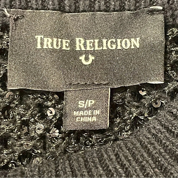 TRUE RELIGION Fishnet Sequins Sweater Tank Top in Black - Picture 4 of 4
